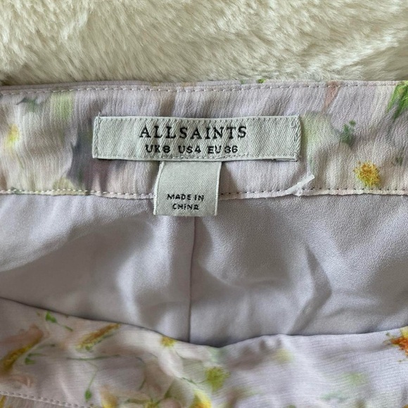 All Saints | Lilac floral "Kasa Momo" mini wrap tie waist crepe skort | Size 4 - Picture 7 of 8